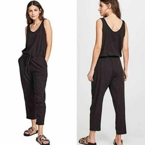 ATM Anthony Melillo High Torsion Jumpsuit Black Small Sleeveless Pockets Cropped - Picture 1 of 10
